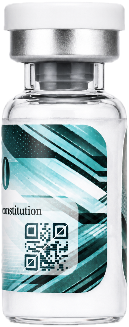 Pure Maxx vial — the QR verification code sits on the sticker